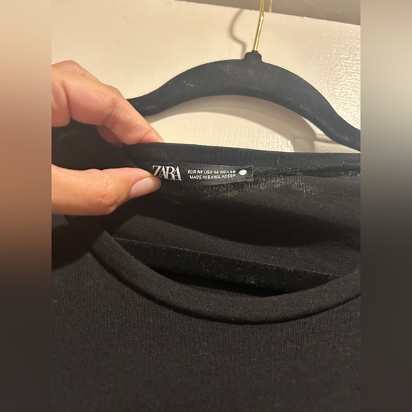 Zara Elegant Black Lace Floral Sleeve Women's Top Size Medium - Picture 4 of 6